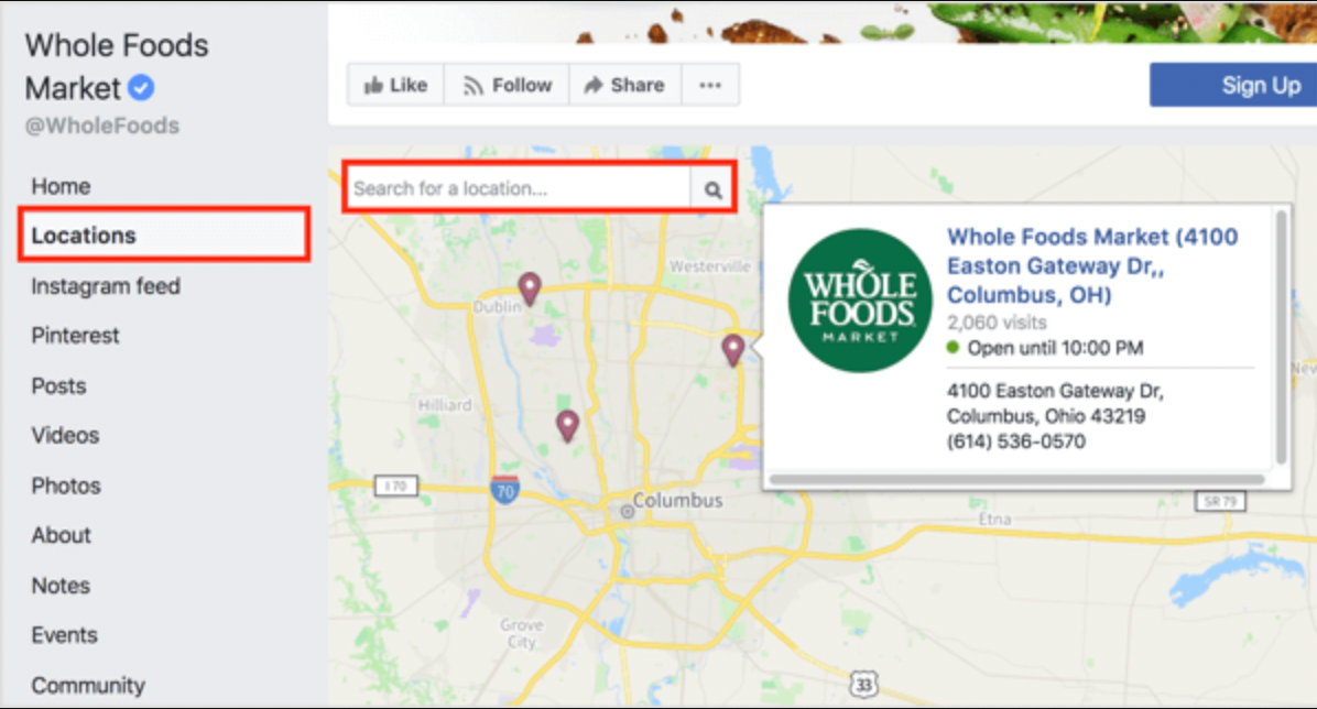 how to add store location in facebook page