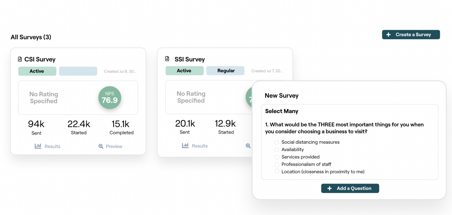 Reputation survey UI