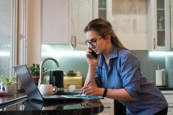 Customer speaking on a phone.