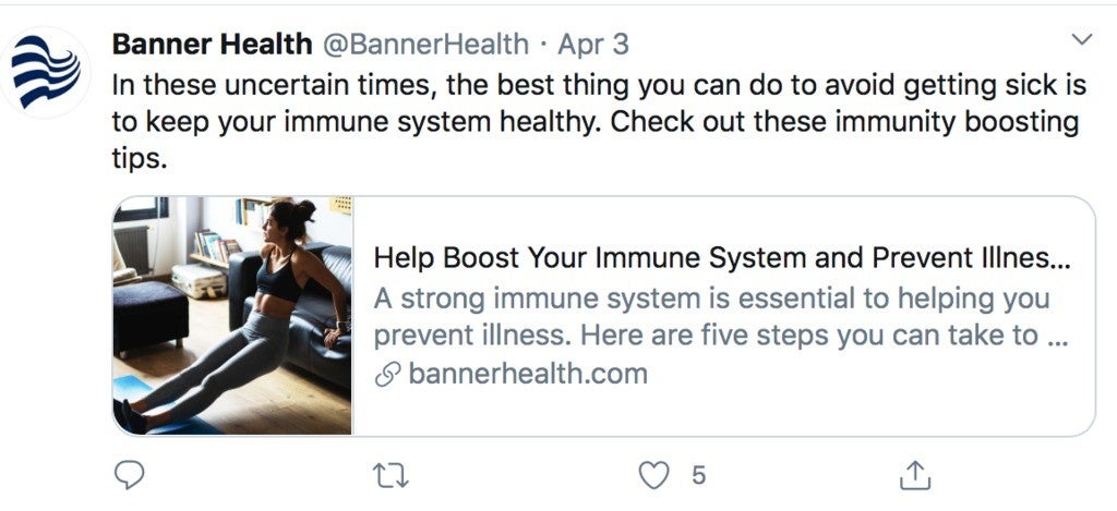 Banner health tweet