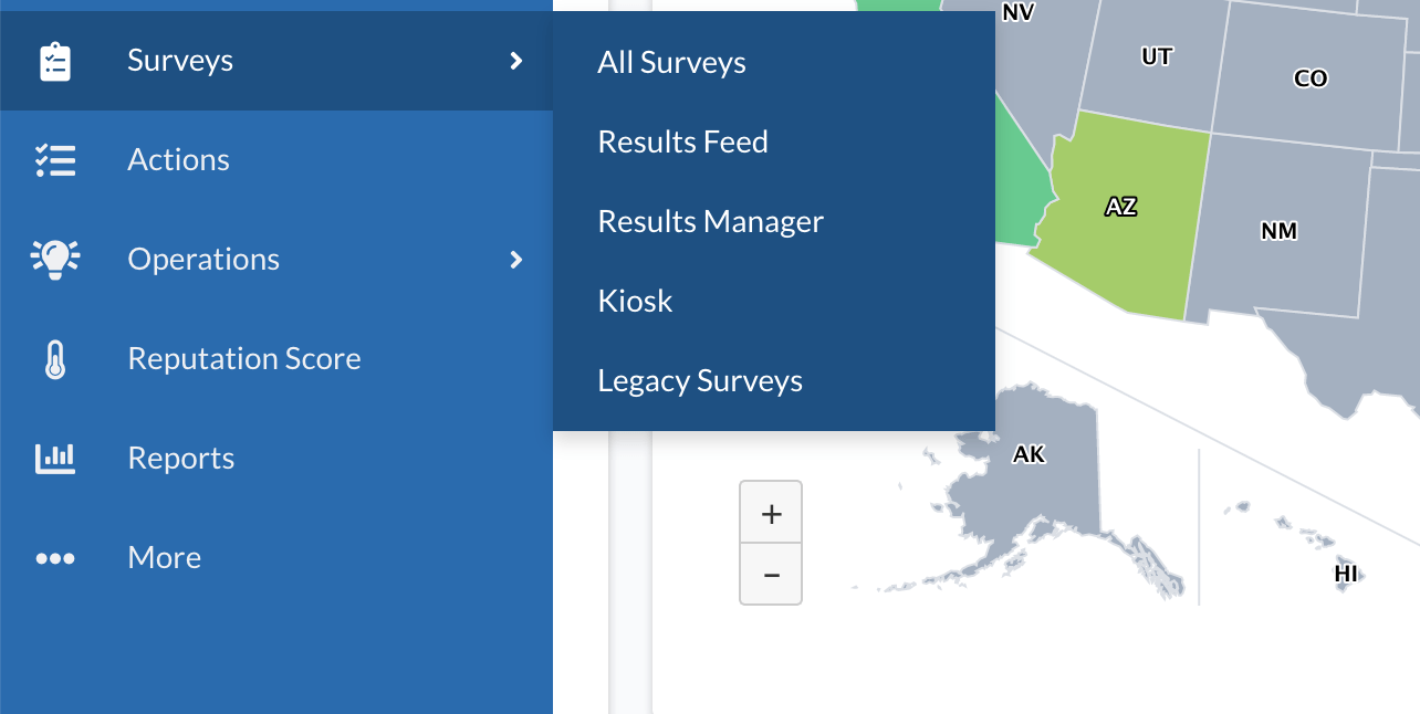 Survey dropdown navigation.