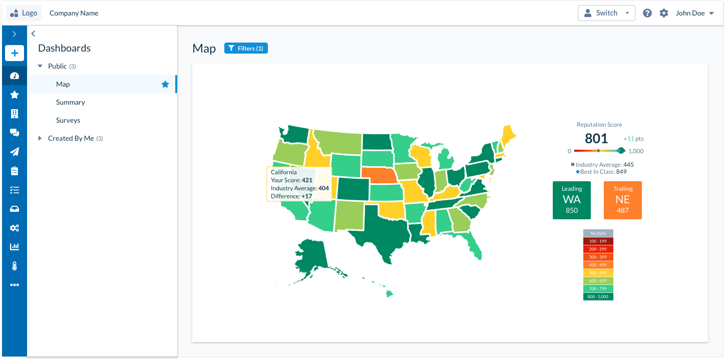 Map of the United States.