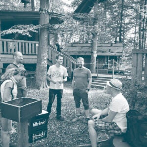 Company retreat in the woods