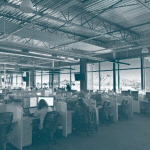 Company desks and cubicles