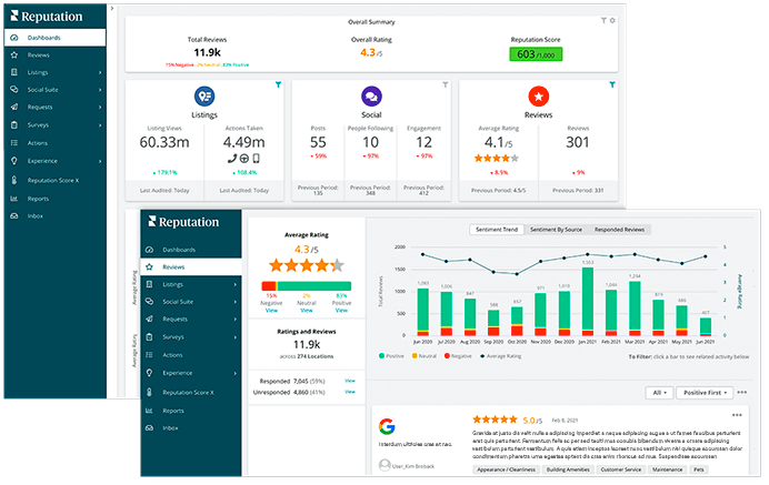 Example of Rep App dashboard