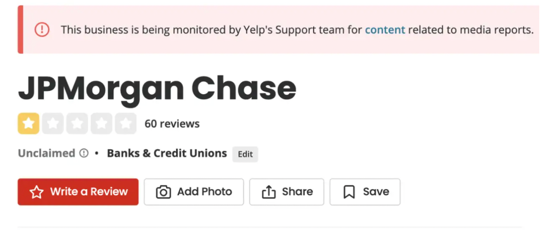 JPMorgan Yelp Page