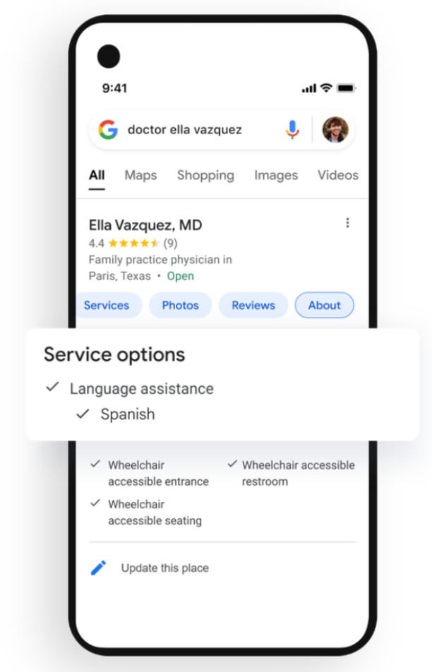 Google Business Profile language options