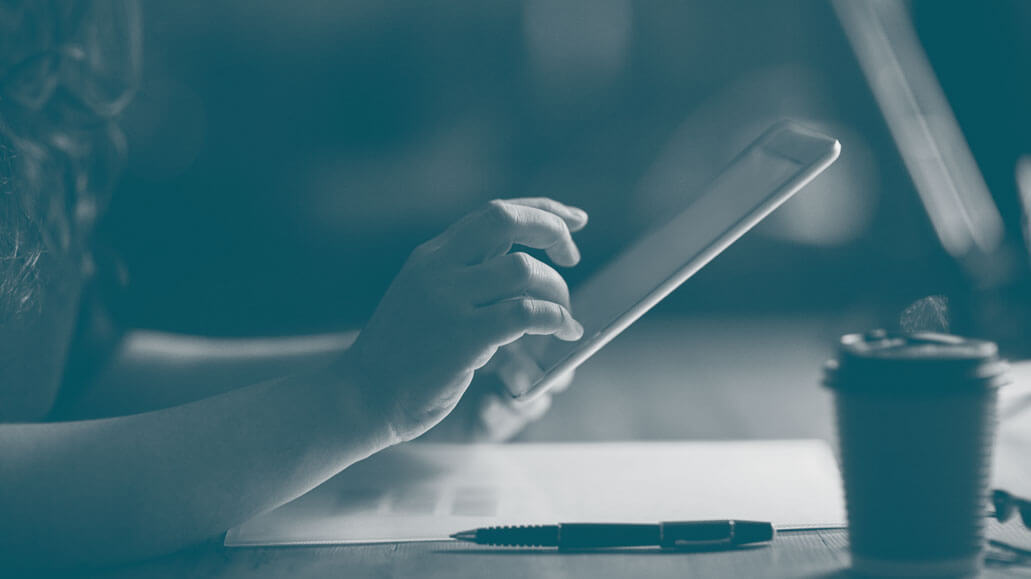 Woman working on a tablet