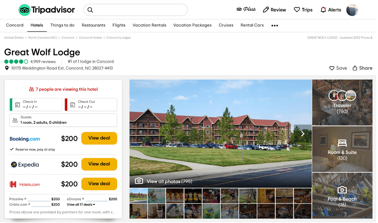 image of a trip advisor listing