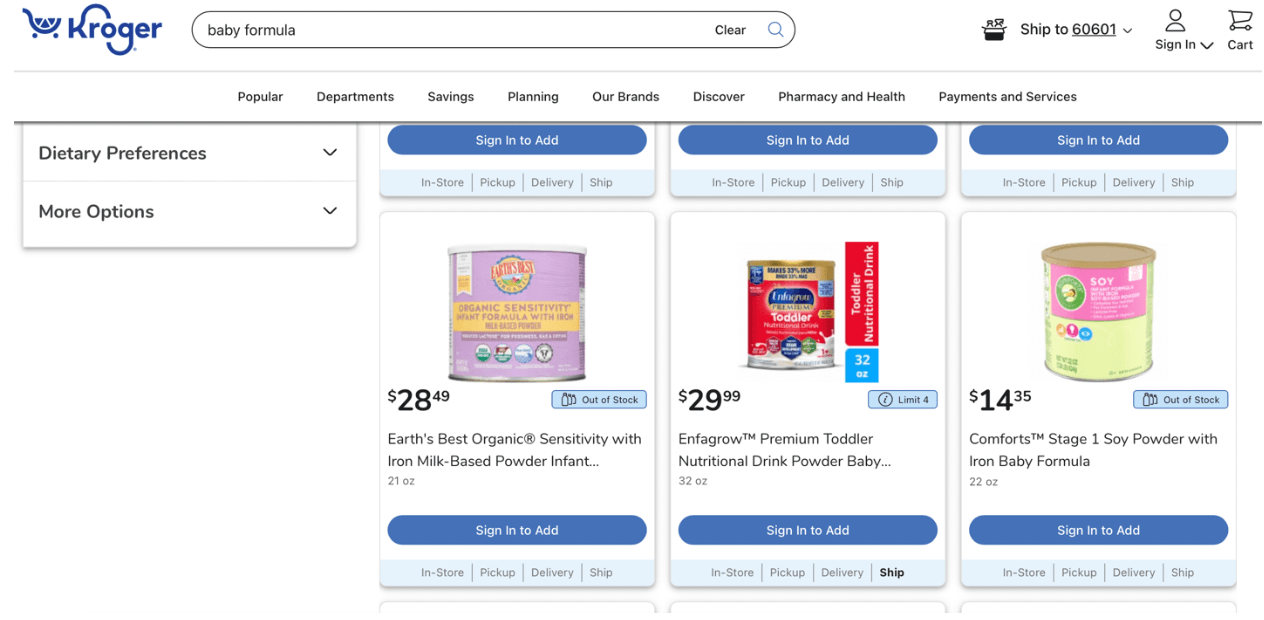 Kroger Baby Formula Search