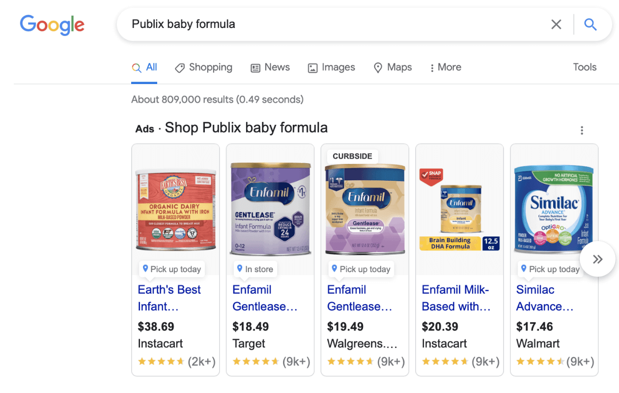baby formula online ads