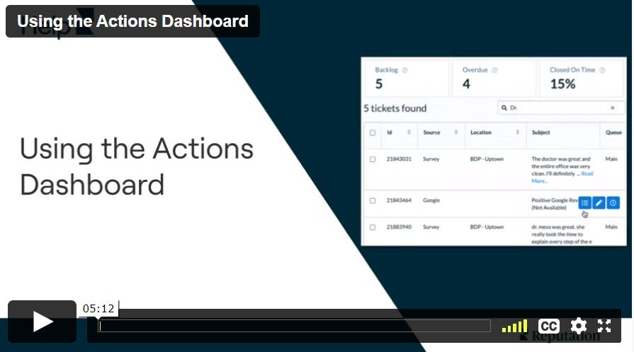 Image for Video – Using the Actions Dashboard