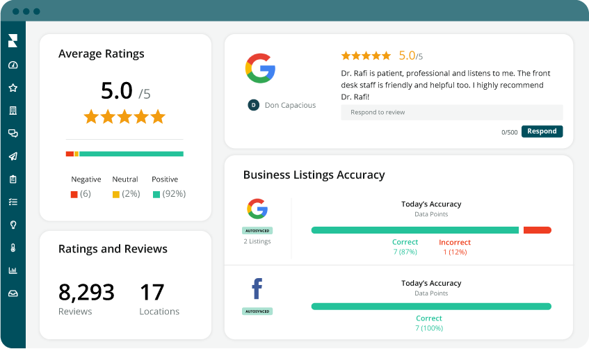 Example of Reviews dashboard