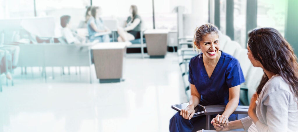 Doctor and patient in waiting room