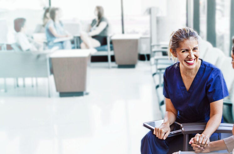 Doctor and patient in waiting room