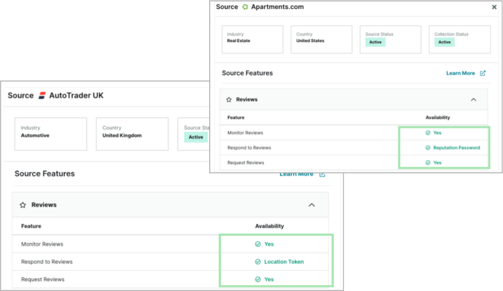 Example of screen enhancements in the application