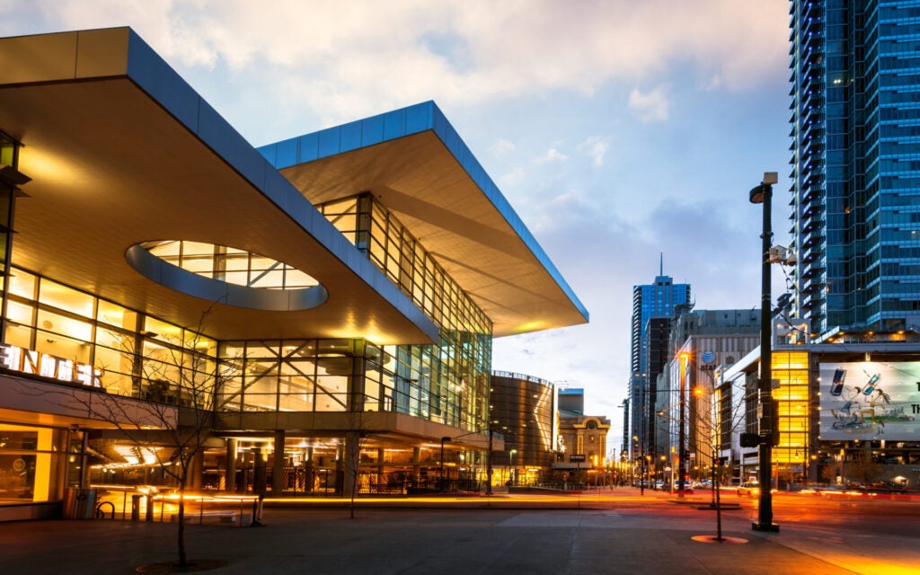 Colorado Convention Center at dusk