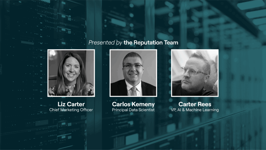 Webinar speakers, Liz Carter, Carlos Kemeny, and Carter Reese